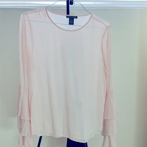 light baby pink shirt for Women with bell layered sleeves